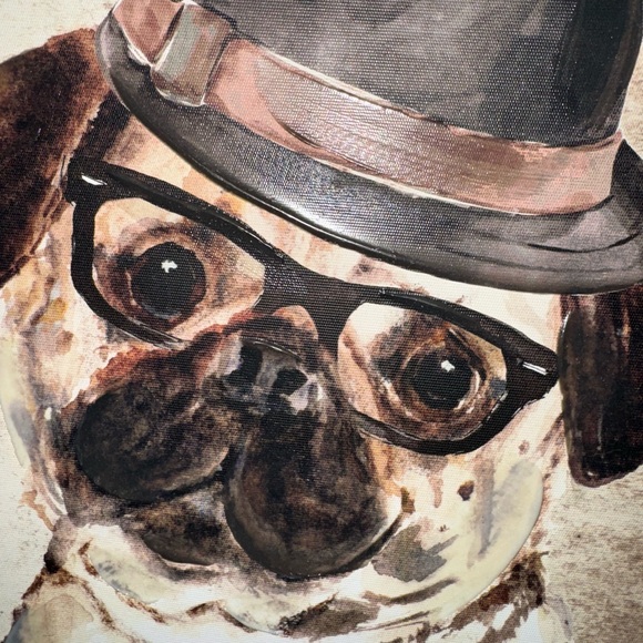 Pug in Fedora Painting on Canvas by Kathryn White 12" x 16" - Picture 2 of 7